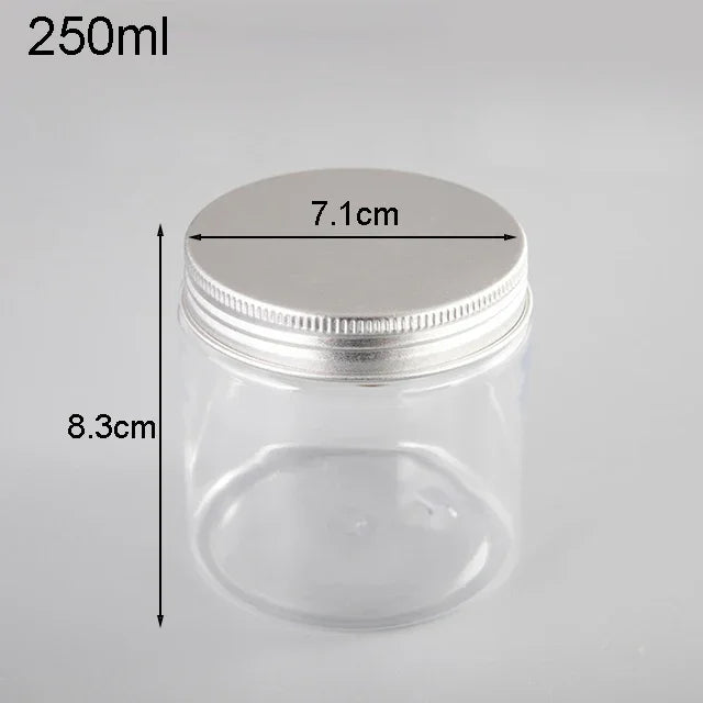 12Pcs Plastic Jar With Lids Clear Cosmetic Refillable Bottles Sample Pot Shampoo Cream Container Travel Accessories 200/250ML