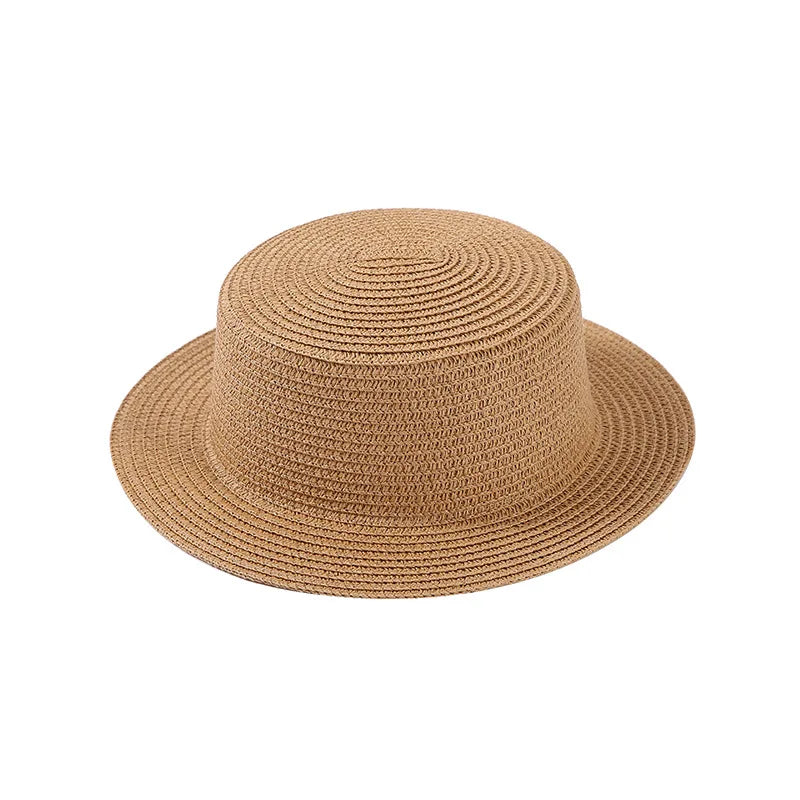 Summer Fashion Versatile Men's Women's Straw Hat Flat Top Fashion Sunscreen Foldable Fedora Beach Tourism Straw Hat Children