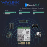 WAVLINK Powerful WiFi 6E Wireless Card Intel AX210 5400Mbps Tri-Band 2.4GHz/5GHz/6GHz  Network Adapter Bluetooth 5.3 for Laptop