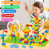 Big Size Blocks Marble Race Run Particle Scenes Slide Funnel Ferris Wheel Building Blocks City Brick Toy For Kids