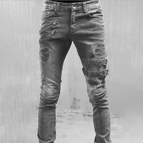 Streetwear Black Ripped Skinny Jeans Men Fashion Slim Hip Hop Denim Trousers New Spring Casual Jeans for Men Jogging Jean Homme