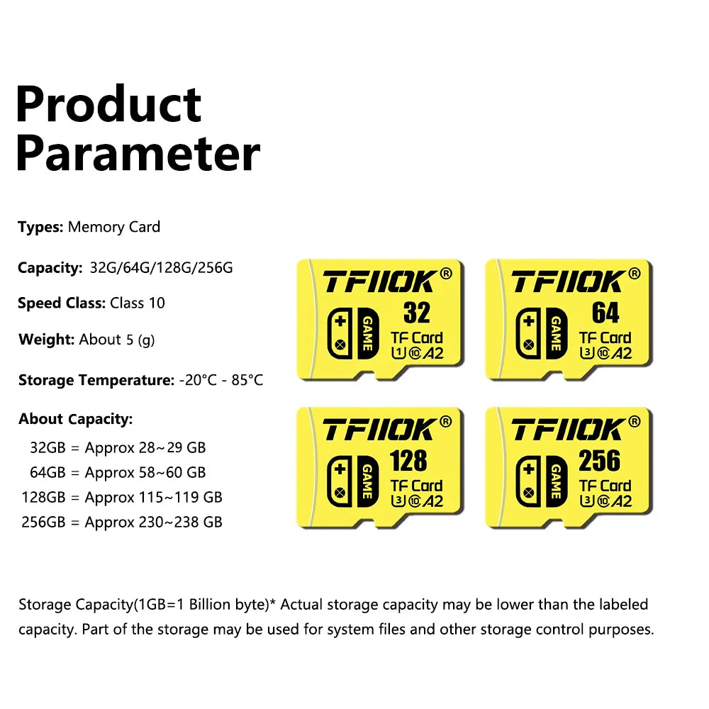 TFMICROSD Card For Nintendo Switch 128GB Memory Card 256GB High Speed Class10 Mini TF Flash Card For Diy Gaming Computer/Camera