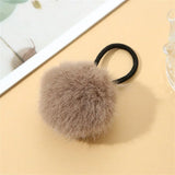 Cute Fur Ball Plush Hair Rope High Elastic Black Hair Ties With Pompom Women Toddler Girls Ponytail Holder Seamless Rubber Bands