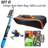 Fishing Rod Full Kits 1.2M Telescopic Sea Spinning Reel Baits Lure Set Travel Fishing Gear Accessories Bag Beginner 6 Options