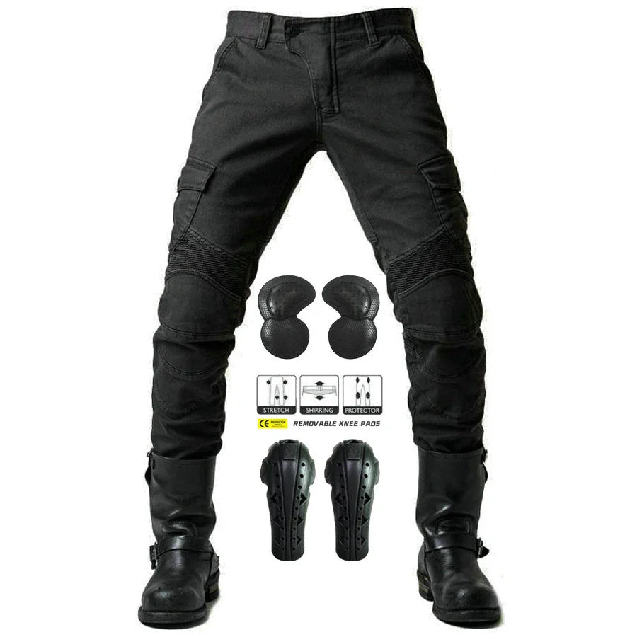 2024 New Motorcycle Black Men Jeans Upgrade Extension Protector Detachable Racing Road Rider Four Seasons Casual Fashion Pants