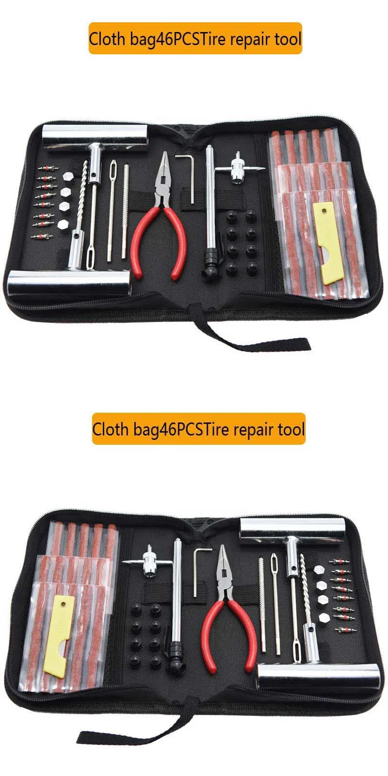 46 pcs Car Tire Repair Tool Tire Repair Kit Studding Tool Set Auto Bike Tire Repair Puncture Plug Garage Car Accessories