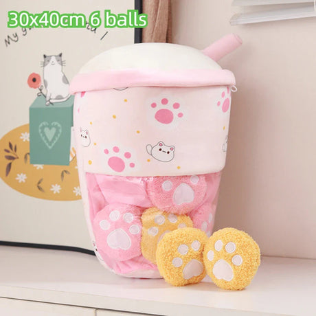 Cartoon Ramen Puff Cookie Bag Bubble Tea Plush Pillow Stuffed Kawaii Animals Axolotl Yellow Duck Bat Bunny Small Balls Candy Bag