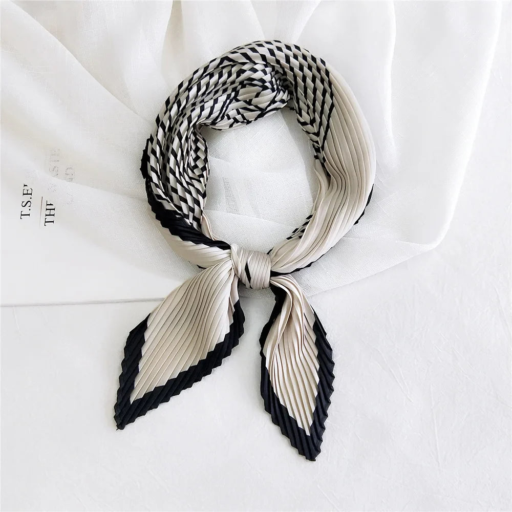 silk scarf women luxury ladies small head scarf wholesale scarves  headwraps pleated chiffon hijabs satin hijabe femme bandanas