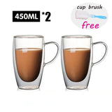 Double Wall Glass Cup Heat Resistant Transparent High Borosilicate Mug Tea Milk Lemon Juice Coffee Cup Gift Creativity Drinkware