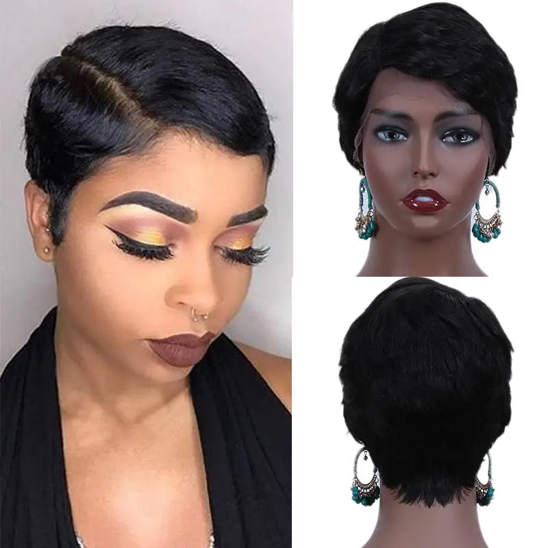 Rebecca Short Bob Wig Pixie Cut Wig Straight Human Hair Wigs T Part Transparent Lace Wig For Women Preplucked Hairline Wig