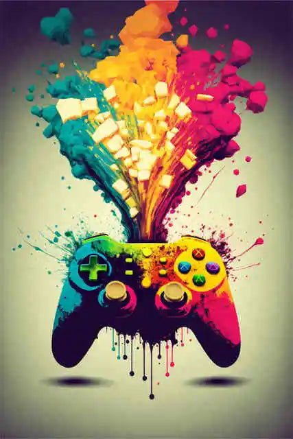 DIY 5D Diamond Painting Colorful Punk Neon Gamer Controller Mosaic Full Diamond Embroidery Cool Gaming Cross Stitch Home Decor