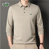 New Men's Embroidery Brand High Quality Knitted Long Sleeve Polo Shirt Four Seasons Casual Fashion Ribbed Long Sleeve Top T-shir