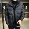 Men Short Lightweight Down Jacket Winter Warm Down Coat Korean Loose White Duck Down Big Pockets Zipper Long Sleeve Outerwear