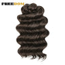 FREEDOM Deep Wavy Twist Crochet Hair 16 Inch Synthetic Curly Crochet Braids Hair High Temperature Fiber Braiding Hair Extensions