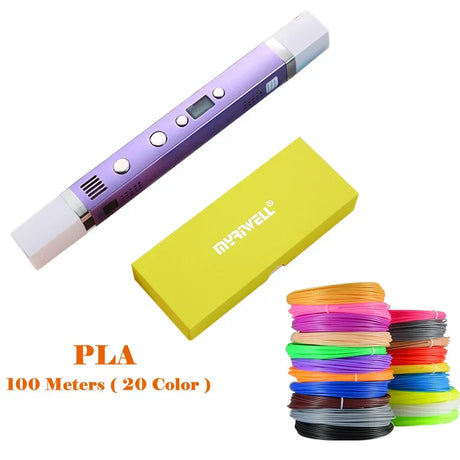 Creative 3D Printing Pen with LED Screen and 100M Filament - Perfect DIY Gift for Kids!