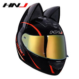 Motorcycle Full Face Helmet Cat Ear Helmet Women Moto Ear Helmets Personality Motorbike Helmet Motocross Capacete Casque