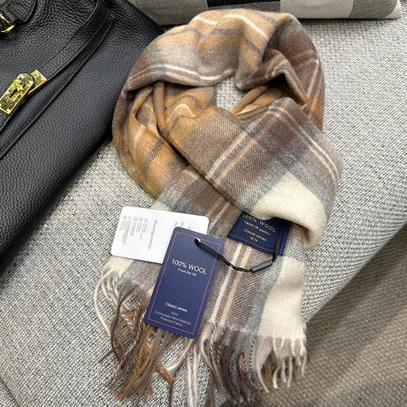 British Classic High Quality Australian Wool 100% Plaid Scarf Men Women Autumn Winter Warm Striped Shawl Wrap Cashmere Blankets