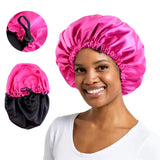 New Adjustable Double Layer Satin Bonnet Nightcap Round Haircare Shower Caps Women Elastic Band Cap Hair Styling Accessories