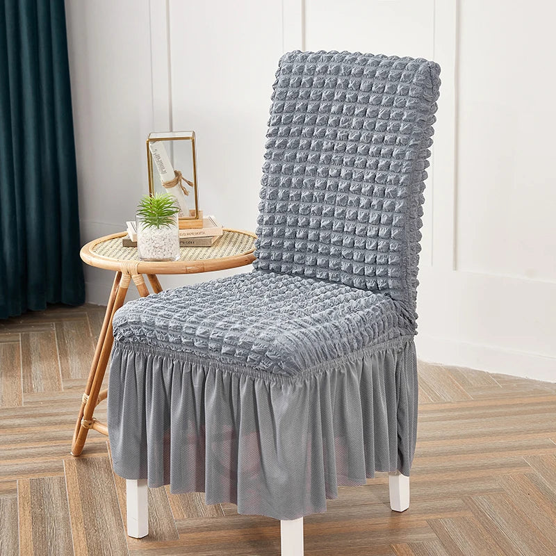 high quality Seersucker chair cover for dining room banquet chair slipcover stretch chair skirt elastic wedding chair decoration