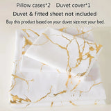 Queen Bedding Duvet Cover Set White Marble Printed 3 Piece Luxury Microfiber Down Comforter Quilt Cover with Zipper Closure