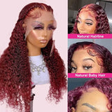 13x4 Lace Front Wigs Human Hair 99j Burgundy Pre Plucked Orange Ginger Hair 13x6 Deep Curly Lace Front Human Hair Wigs For Women