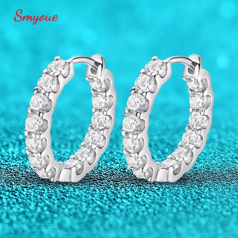 Smyoue 18k Plated Total 2.6CT Full Moissanite Hoop Earring for Women Sparkling Wedding Party Earring 925 Sterling Silver Jewelry