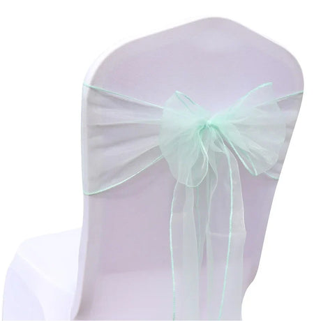 50PCs/lot Wedding Chair Decoration Organza Chair Sashes Knot Bands Chair Bows For for Wedding Party Banquet Event Chair Decors