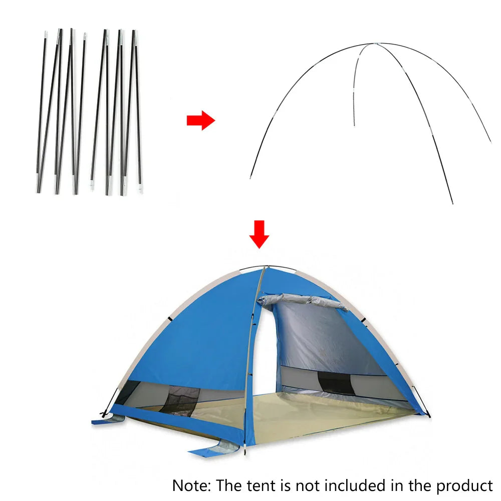 1 Pair 3/3.3/4/4.48/4.9m Fiberglass Tent Rod Camping Tent Pole Bars Support Rods Awning Frames Kit Hiking Travel Canopies Parts