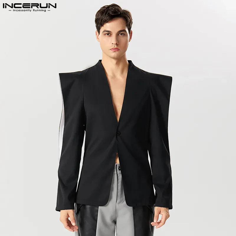 Men Blazer Solid Lapel Long Sleeve One Button Streetwear Irregular Suits Men Hollow Out 2023 Fashion Thin Coats S-5XL INCERUN