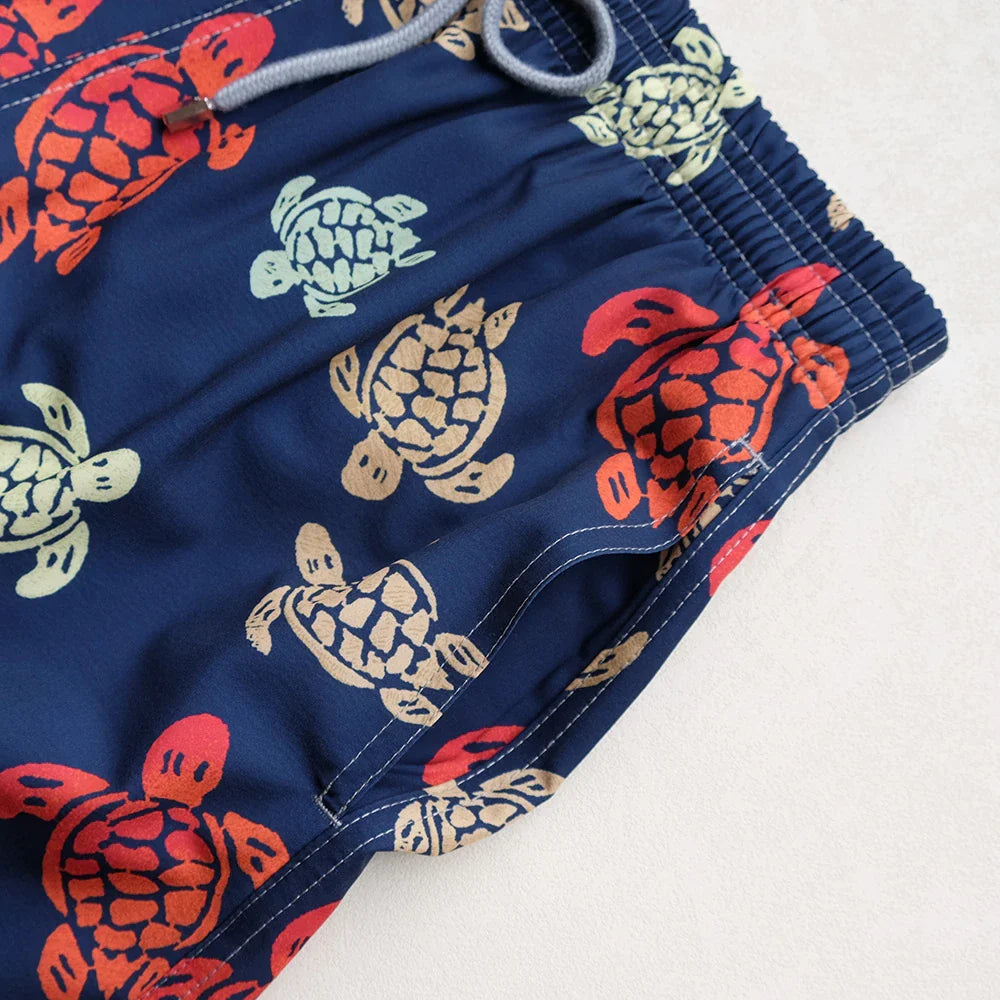 Turtle Shorts For Men Swimming Trunks Summer Four Sides Elastic Waterproof Quick Drying Beach Board Shorts Fitness Plus Size