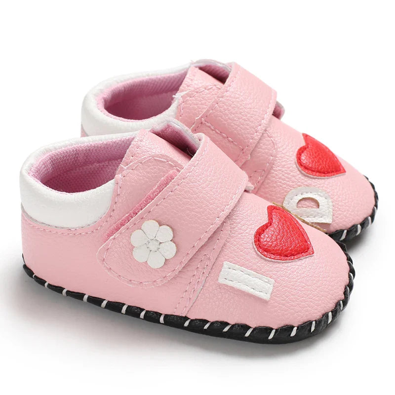 Pink Baby Shoes Princess Fashion Sneakers Infant Toddler Soft sole Anti Slip First Walkers 0-1 year old baby Christening Shoes