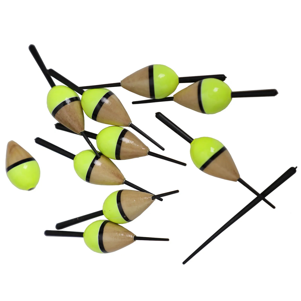 FREE FISHER 10pcs Lighted Fishing Floats Set Collection Cork Buoy Paulownia Wood Floats+ Plastic Stick Kit Buoyancy 2g 8cm Buoy