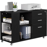 Mobile Wood File Cabinet Filing Cabinets 3 Drawer Lateral Filing Cabinet With Open Side Storage Shelves Freight Free