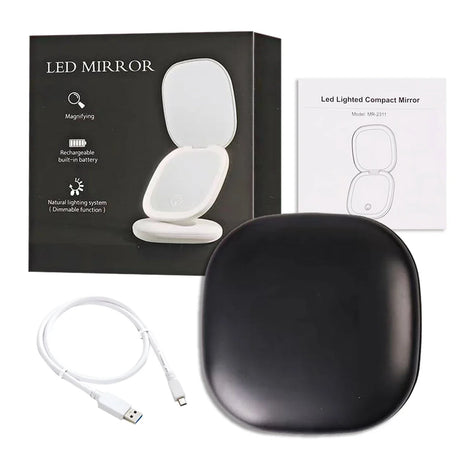 Mini Compact Led Makeup Mirror With Light 5X Magnifying Small Pocket Portable Travel Pink Black Foldable Cosmetic Vanity Mirrors