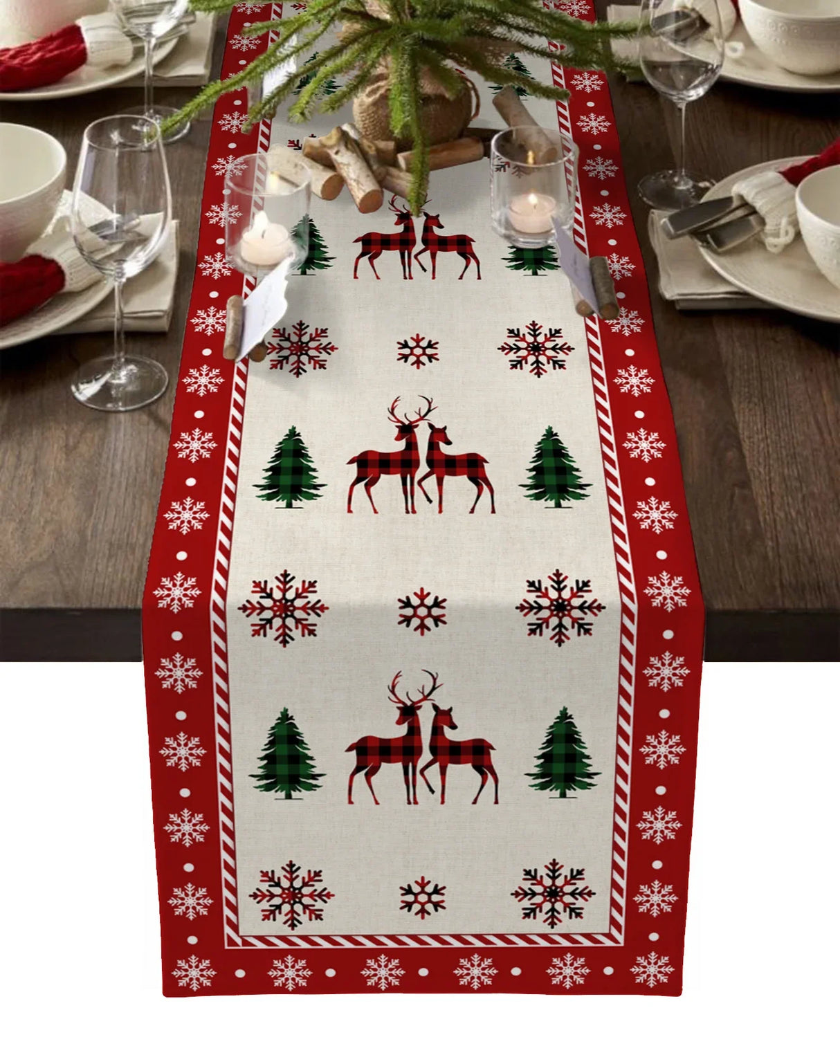 Christmas Tree Pine Needles Candy Bow Table Runner Wedding Decor Table Cover Christmas Decoration Holiday Party Tablecloth