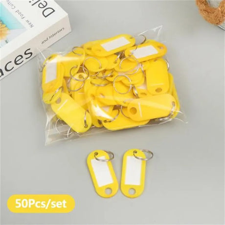 50pcs Colorful Plastic Tags Hotel Number Classification Card Key Tags Label Name Baggage Tag ID Name Tags With Split Ring