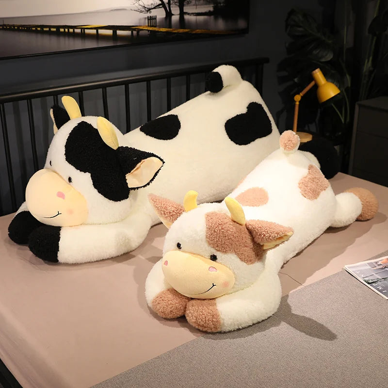 Hot 1pc 90cm/110cm Lovely Milk Cow Plush Toys Cartoon Stuffed Animal Cattle Dolls Sleeping Pillow For Baby Girls Birthday Gifts