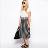 Plus Size Black And White Plaid A-line Skirt High Elastic Waist Checker Printed Spring Autumn Casual Swing Midi Skirt 6XL 7XL 8X