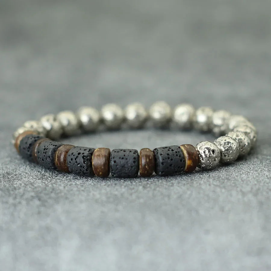 2024 New Natural Volcanic Rock Bracelet For Men Meditation Coconut Bead Braslet Leisure Accessories Gifts For Boyfriend Pulseria