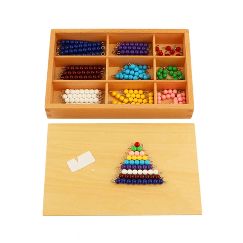 Montessori Mathematics Material 1-9 Beads Bar in Wooden Box Early Preschool Toy