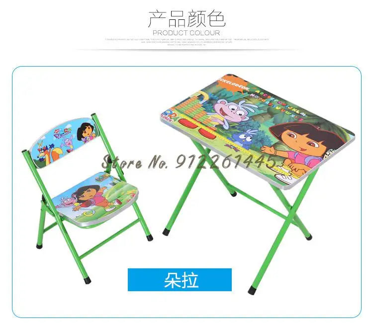 Kindergarten pupils children foldable learning tables and chairs set, writing desk and dining table can be raised and lowered