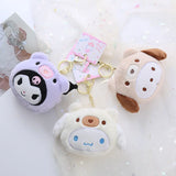 12cm Sanrio Kawaii My Melody Kuromi Cinnamoroll Kt Cat Plush Toy Keychains Small Pendant Coin Purse headphones storage bag