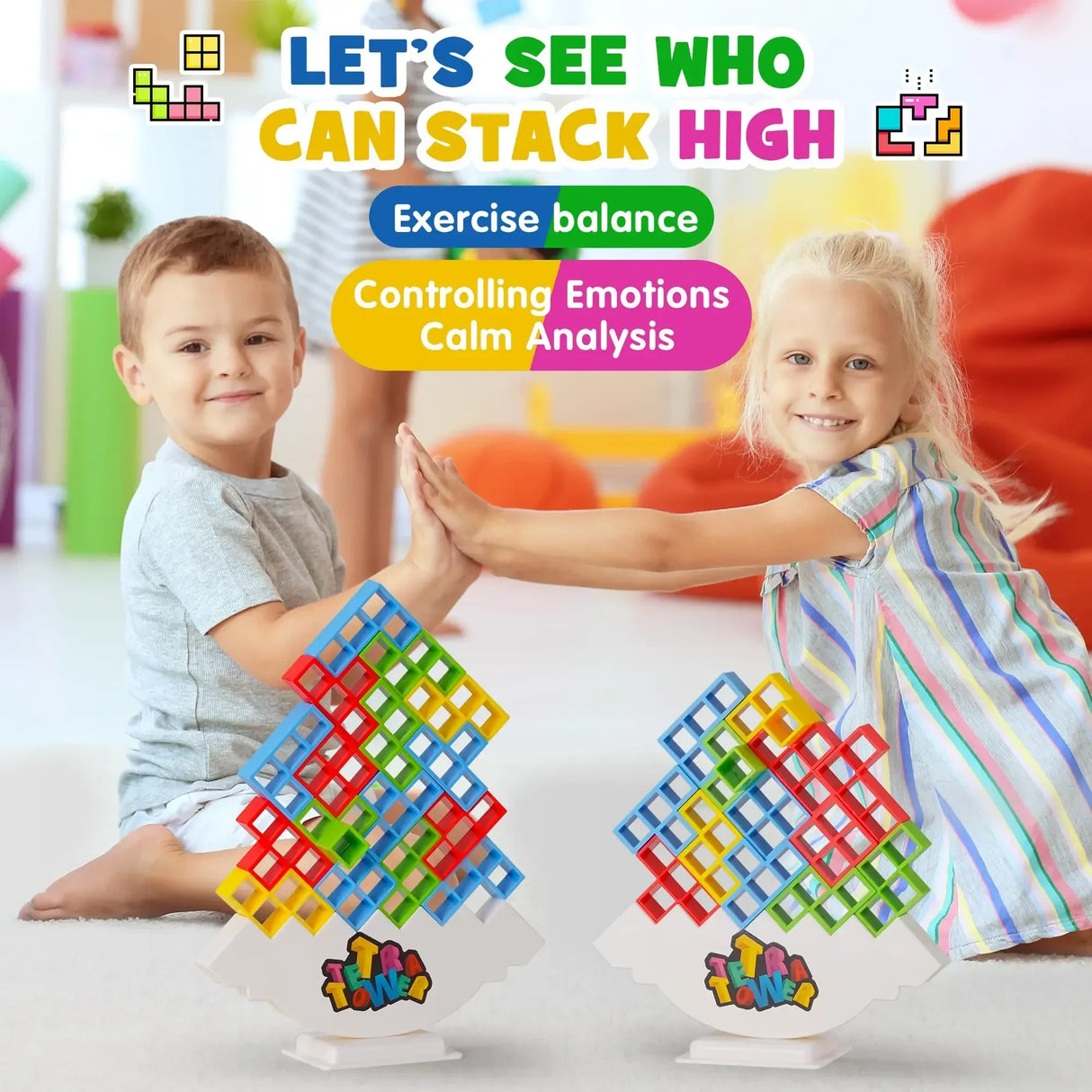 48PCS Balance Toys Stacked Tower Board Game Stacking Building Blocks Puzzle Assembly Bricks Educational Toys for Children Adults