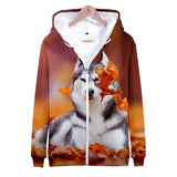 Animal Dog Husky 3D Print Zip Up Hoodie Women Men Harajuku Sweatshirt Streetwear Hip Hop Zipper Hooded Jacket Male Tracksuit