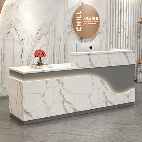 White Light Reception Desks Design Stylish Modern Luxury Reception Desks Office Front Mostrador Negocio Commercial Furniture