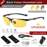 CLLOIO Top Quality Aluminum Polarized Photochromic Sunglasses Men Rimless Day Night Driving Glasses Anti-Glare Chameleon Eyewear