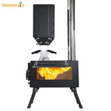 Portable Windproof Outdoor Pellet Fire Wood Heater with Burner Stove Bin for Camping Tent