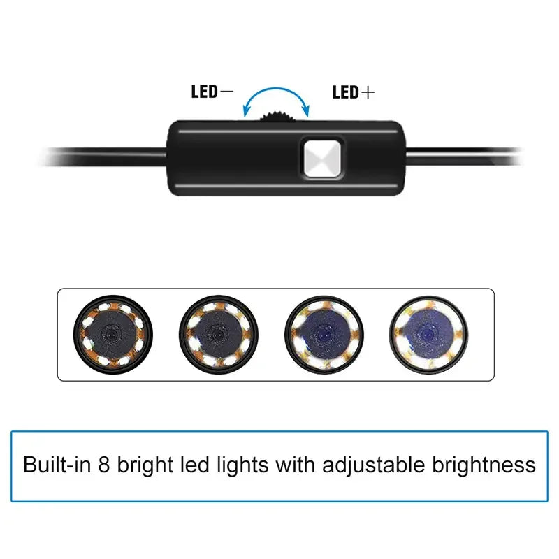 Endoscope for IOS 8mm 720P Borescope Inspection Snake Camera IP67 Waterproof Semi-rigid Cable With 8 LED For iOS