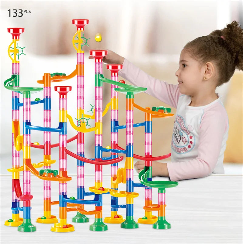 Marble Run Building Block Marbles Slide Toys For Children DIY Creativity Constructor Educational Toy Tubular Block Children Gift