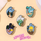 Outdoor Natural Scenery 3-6pcs/set Enamel Pins Custom Cosmic Mountains Travel Brooches Lapel Badges Jewelry Gift for Friends